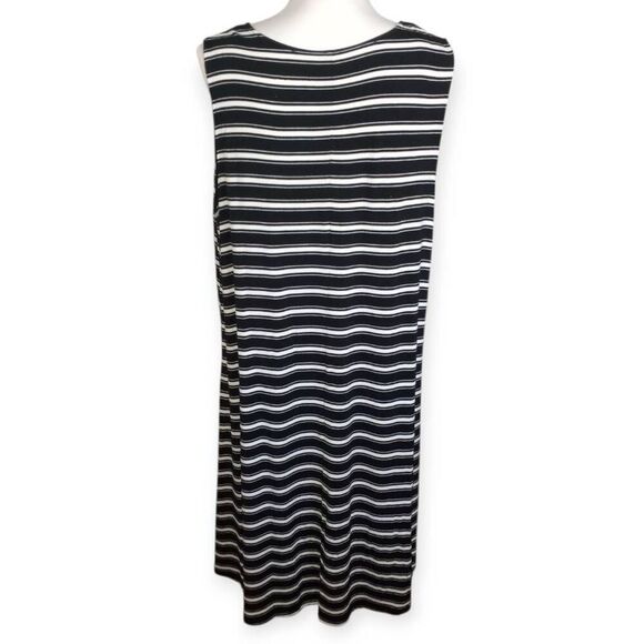AVA & VIV BLACK & WHITE STRIPE SLEEVELESS DRESS SZ.1X EUC. - Picture 4 of 5